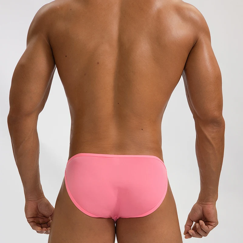 Roupa interior sexy de seda de gelo masculina, cuecas sem costura meados ascensão, calcinha respirável ultra fina, bolsa de bulge em U, cueca transparente