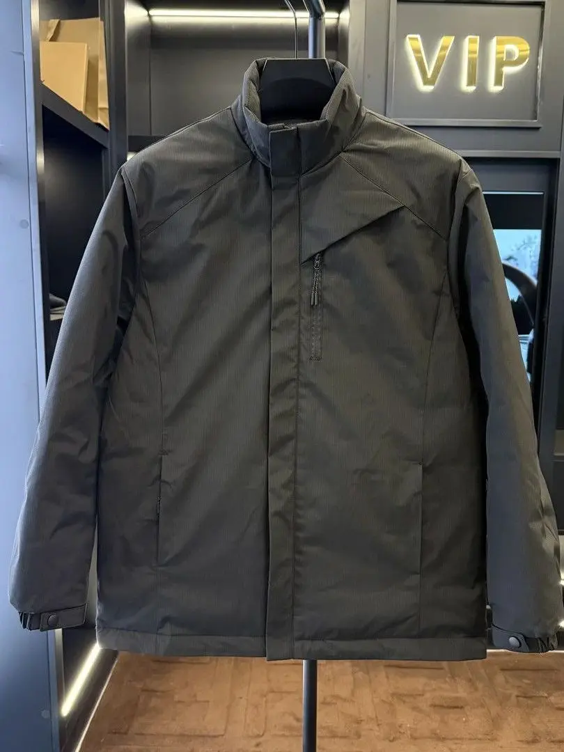 

Мужская приталенная куртка Slim Fit 2025: осенне-зимняя повседневная теплая верхняя одежда из полиэстера с длинными рукавами и застежкой-молнией