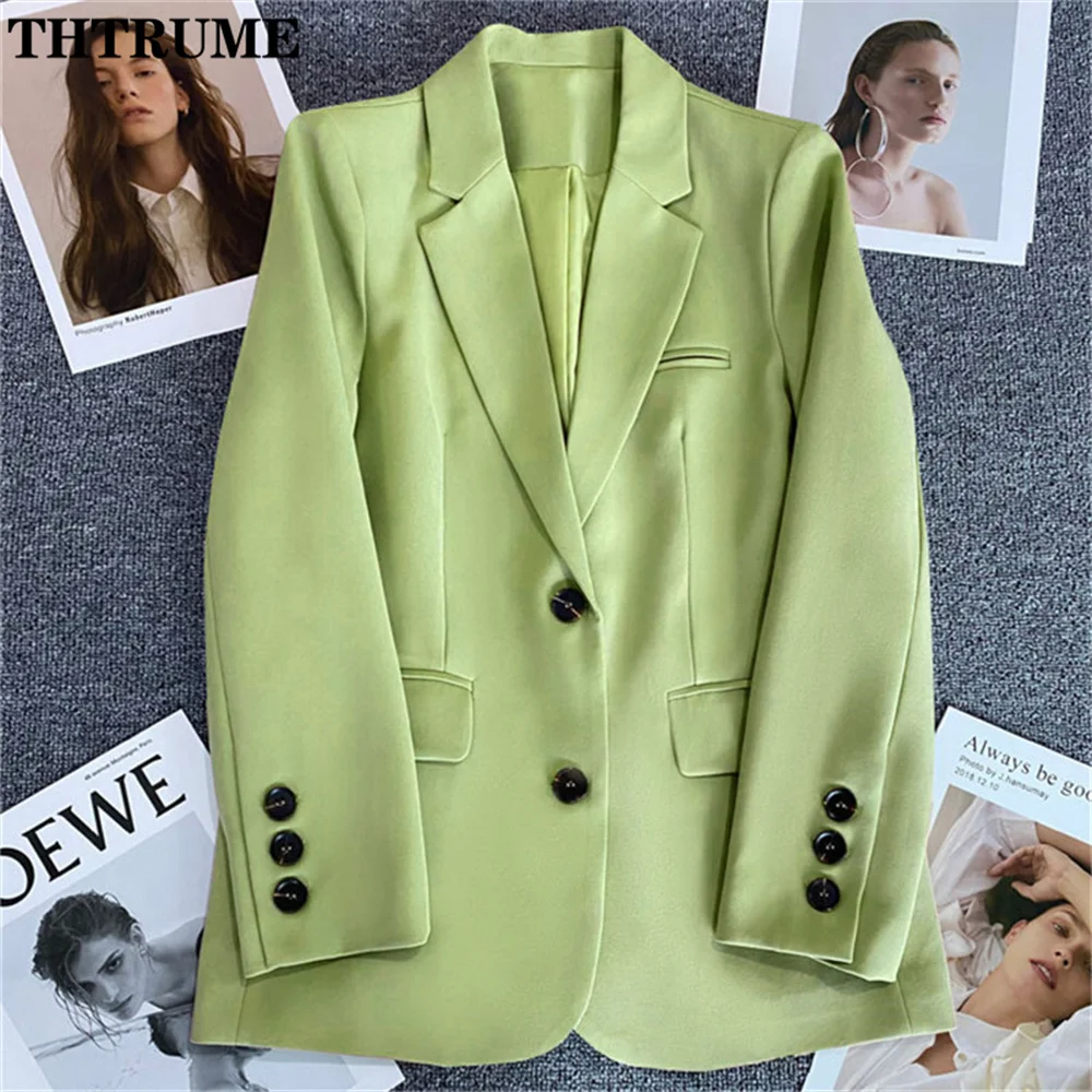 Fashion Women Autumn Blazers Elegant Solid Single Breasted White Basic Pocket Loose Streetwear Casual Office Lady New Blazer