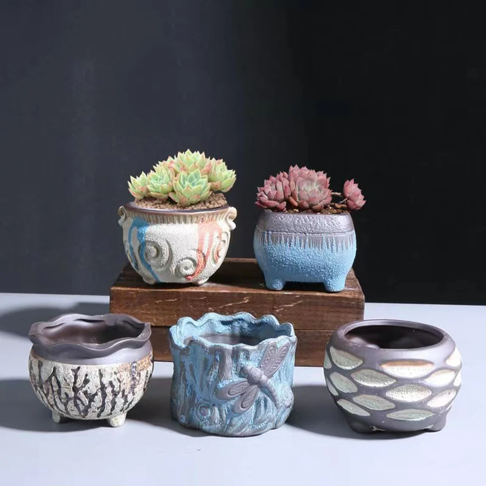 Creative Cement Flower Pots Molds Pottery Casting Clay Mould Vintage Pastoral Pots Plaster Candle Vessel Resin Epoxy Molds