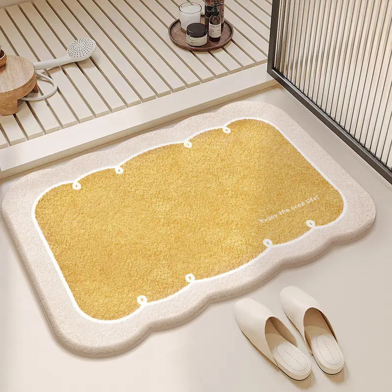 floor mat, non-slip absorbent special-shaped foot mat at the door of the bathroom, imitation velvet bathroom anti-drop carpet