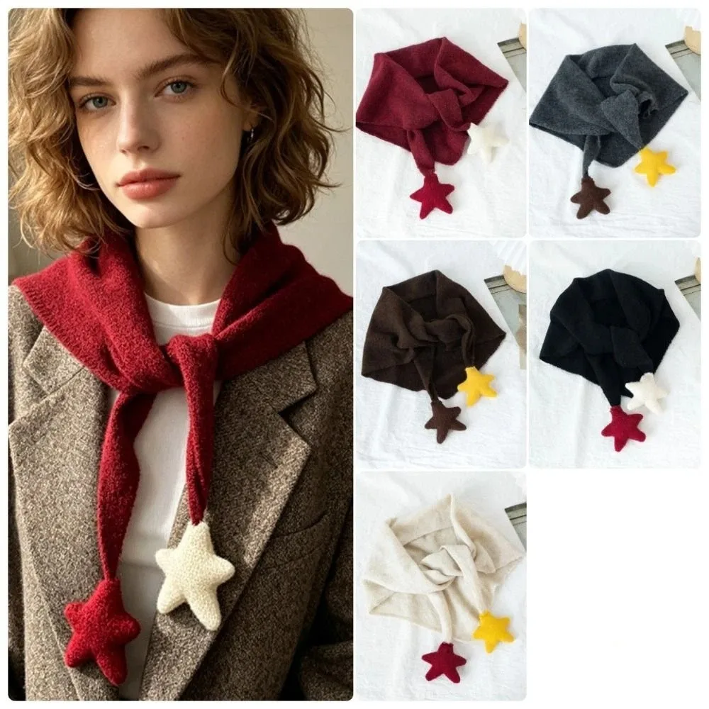 Star Balls Triangular Scarf Multi-functional Korean Style Knitted Shawl Clothing Decoration Neck Protection False Collar Autumn