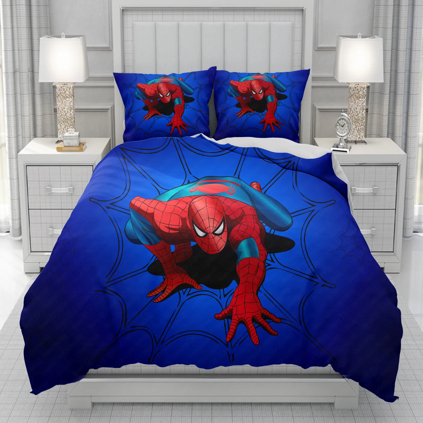 Spider Man superhero selimut penutup Pria Wanita/anak, Set seprai kartun Disney motif kartun, tempat tidur nyaman lembut