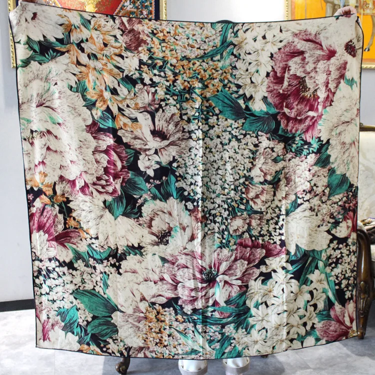 Winsleter-Women 70%Wool 30%Silk Elegant Scarf, 135*135CM Double-sided Print, Mom Gift Retro Scarves, 2026 Autumn New A68447CC