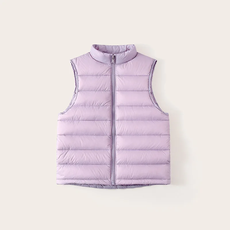 Vests Boys Girls Small and Medium Sized Childrens Clothing Winter Light and Thin Collar Solid Color Warm Down Vest 2025
