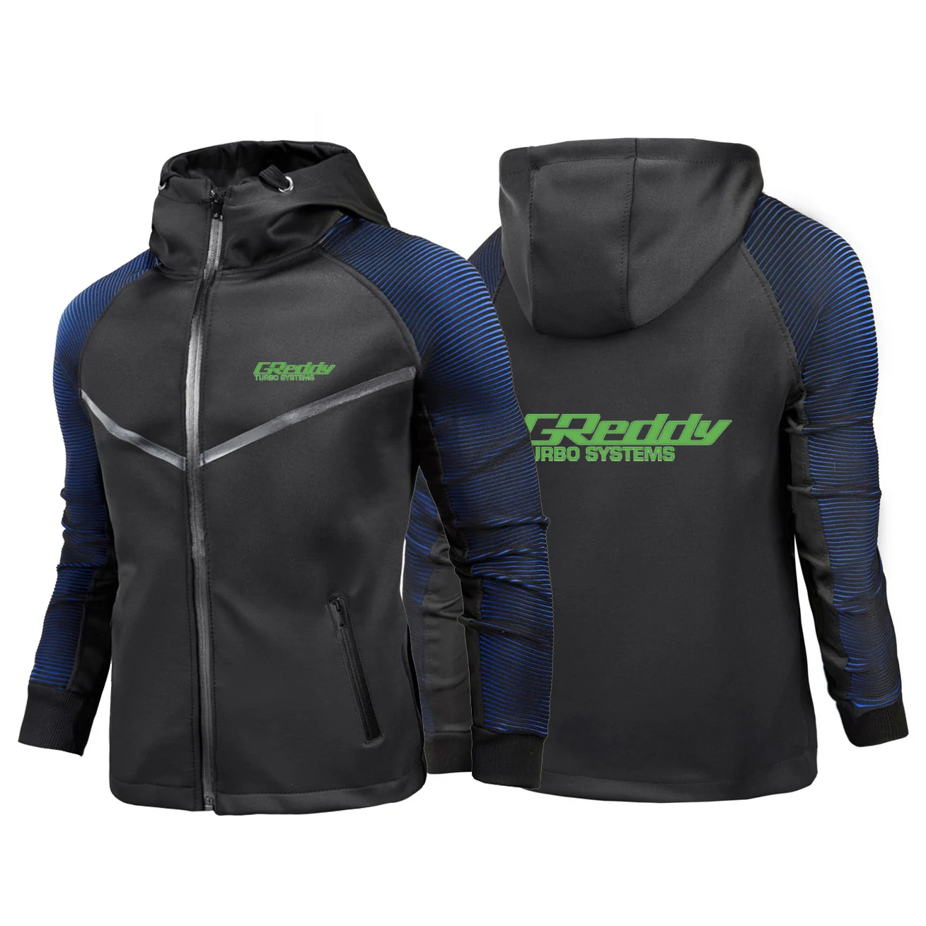 

2025 Spring Autumn Men's GReddy Turbo Systems Logo Print Slim Quick Drying Breathable Jacket Patchwork Hoodies Hooded Coat
