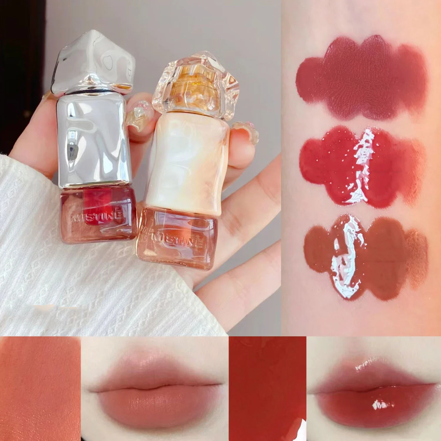 Milch Kaffee Lippen glasur Lippe rote Lippen Gelee weibliche Spiegel Wasser Glanz Lip Honig Thai Lippen lotion kleine quadratische Flasche Wasser befeuchten