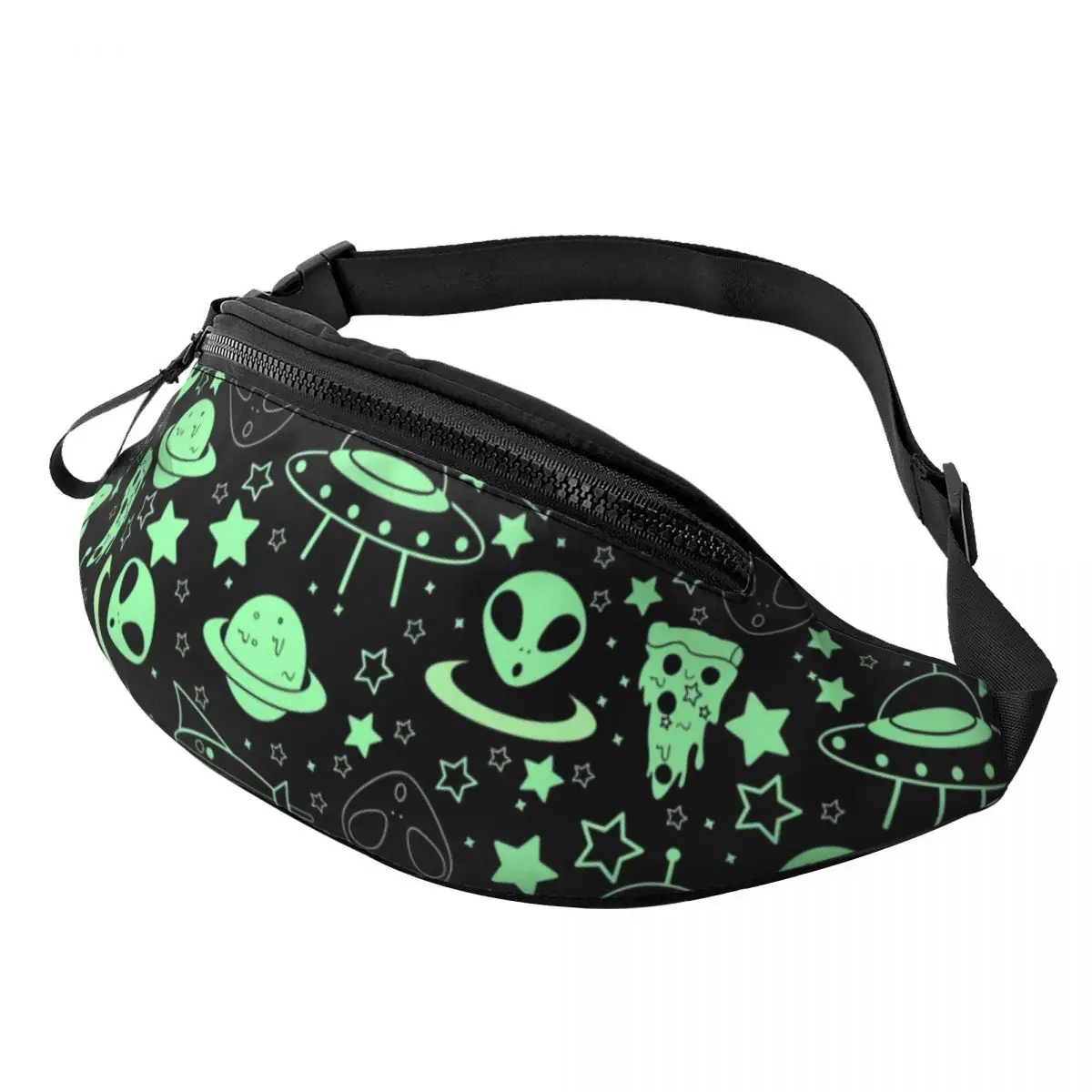 

Space Ship And Aliens Fanny Pack for Women Men Cool Galaxy Exploration Crossbody Waist Bag Travel Hiking Phone Money Pouch