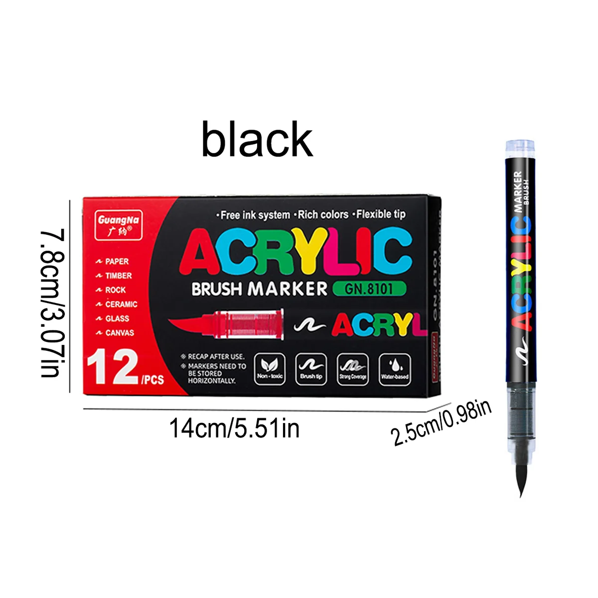 12-288 kleuren/doos Markeerset met kerstthema - Zachte punt Rechte vloeibare acrylstiften voor doe-het-zelf-vakantie Doodle Art Painting