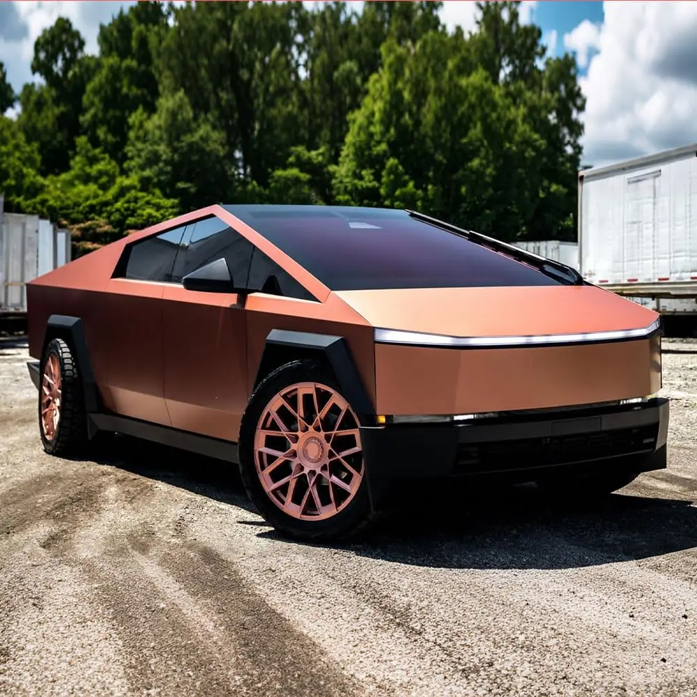 

For Tesla Cybertruck 2024-2026 DIY Matte Rose Gold Precut Body Color Change Paint Protection Wrap Film PVC Exterior Accessories