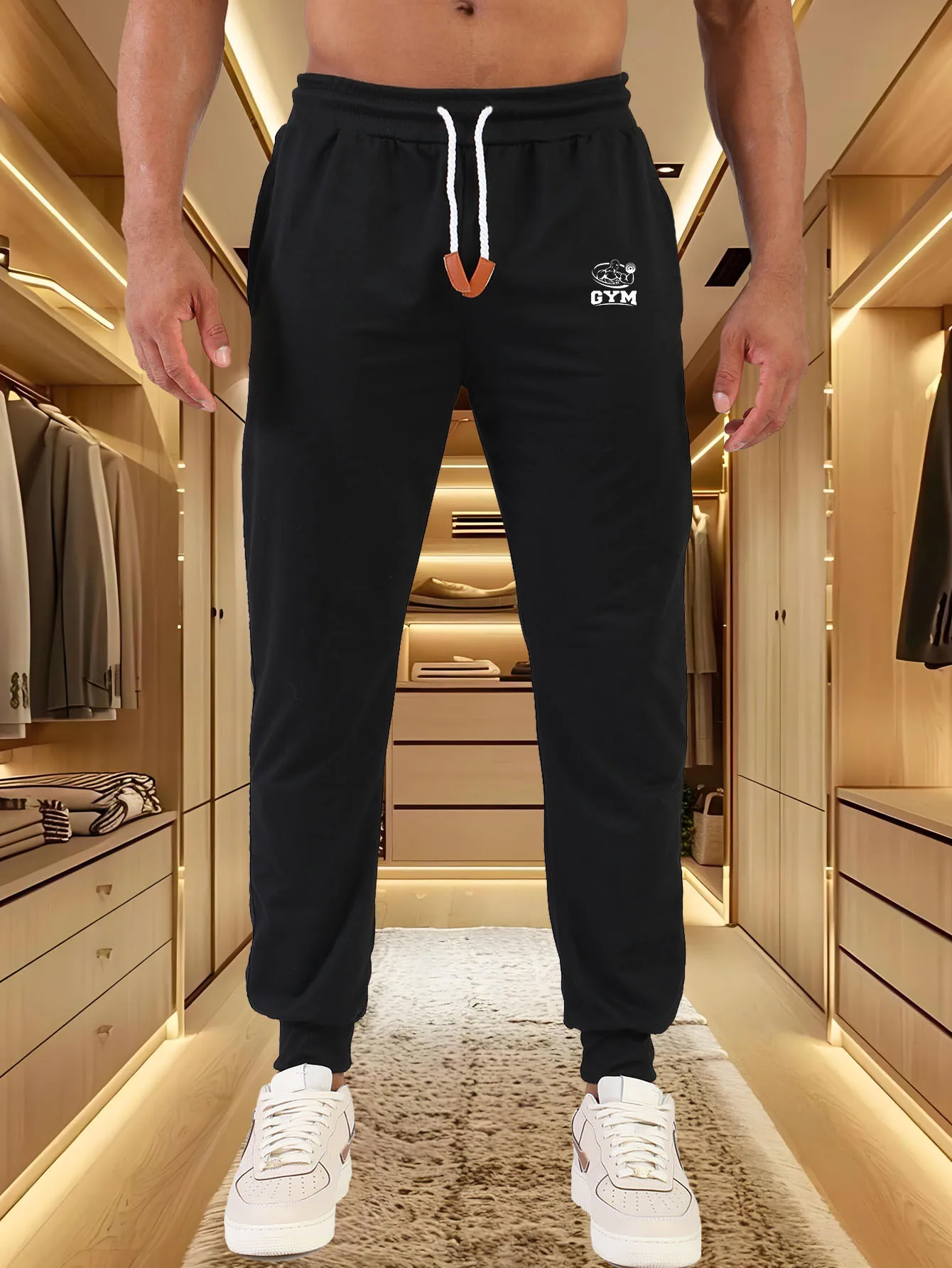 

Men Jogger Pants GYM Print Elastic Waist Sweatpants Men Casual Streetwear Trousers Drawstring Jogging Pants With Pockets Gym Spo