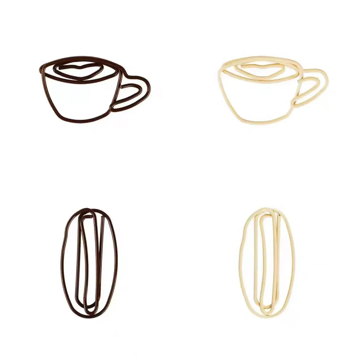 الحب القهوة القدح شكل ورقة كليب لطيف مخطط ديكور خاص على شكل دبابيس ورق معدنية المرجعية حبوب البن دبابيس الورق بالجملة #6