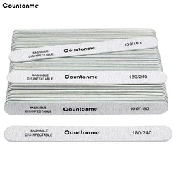 50Pcs Wood Nail Files 100/180 Straight Wooden Sandpaper Sanding Buffer 180/240 Manicure Washable Trimming Thick Stick Files