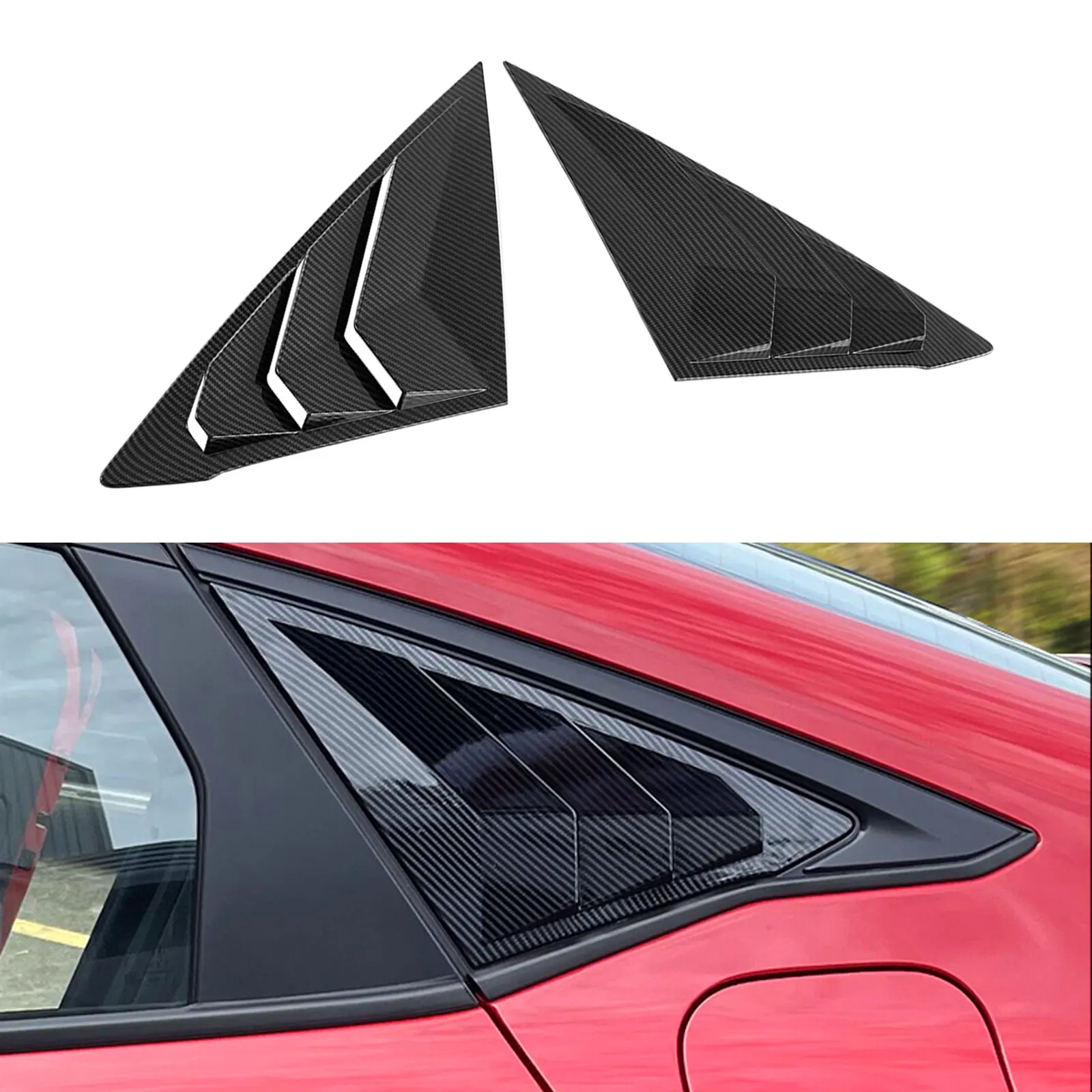 

For Honda Civic 11th Gen 2022 2023 Rear Window Louver Shutter Cover Molding Trim Accessories Black 2PCS