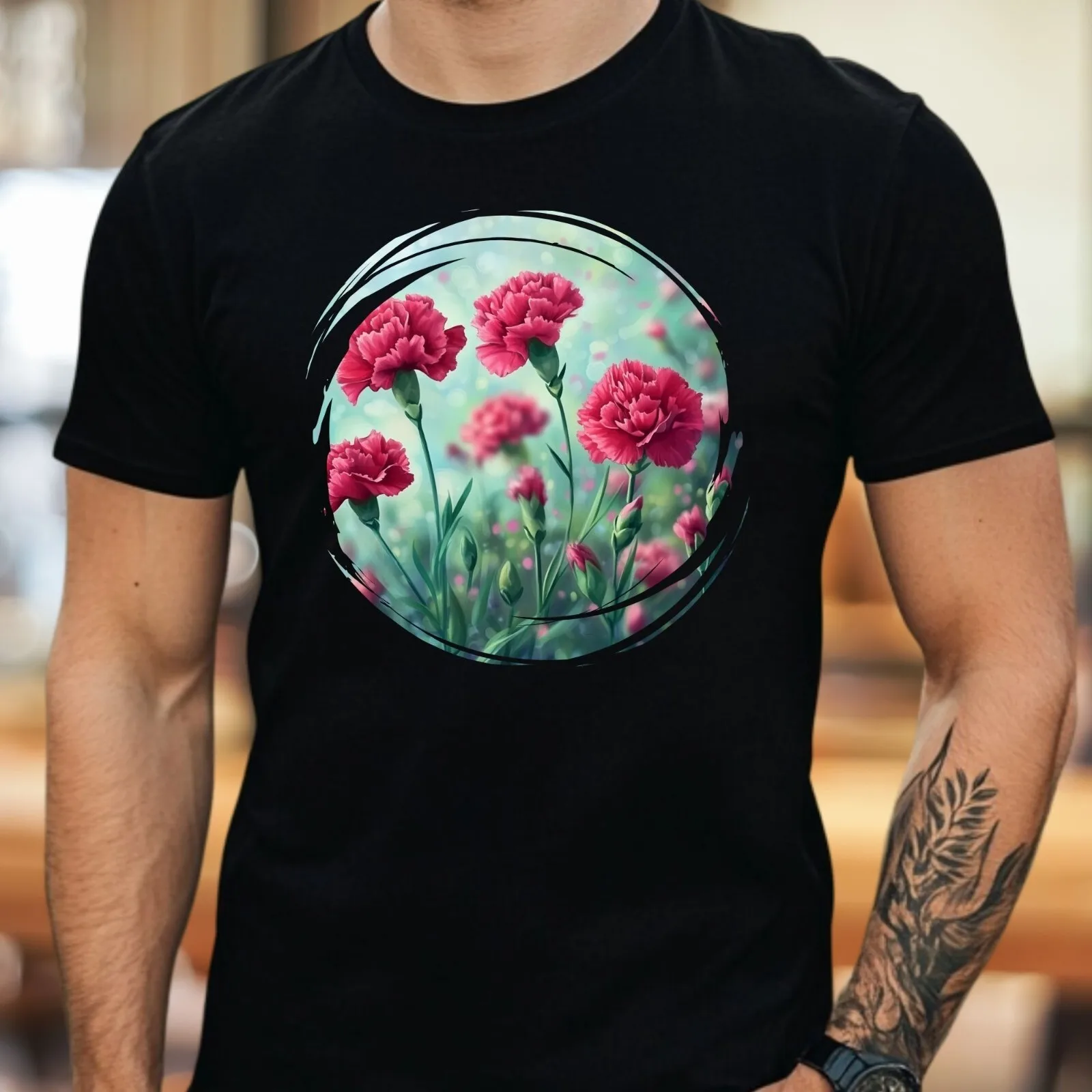 Mens Clove Flowers Garden Cotton T-Shirt Size XS to 5XL