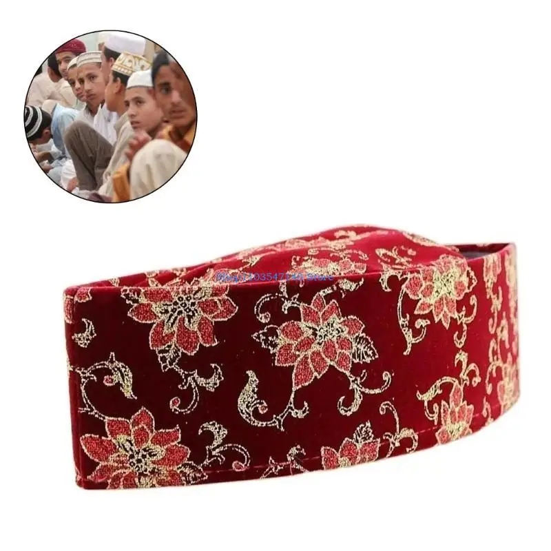 P88B Традиционные мусульманские шапки-лодочки с вышивкой, исламские шапочки для взрослых, подростков и детей