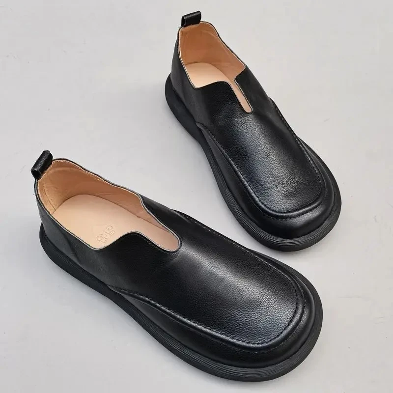 

Wide Toe Reral Cowskin Leather Men's Loafers Shoes Genuine Cow Leather Spring Summer Loafer Cowhide Casual Handmade Shoes