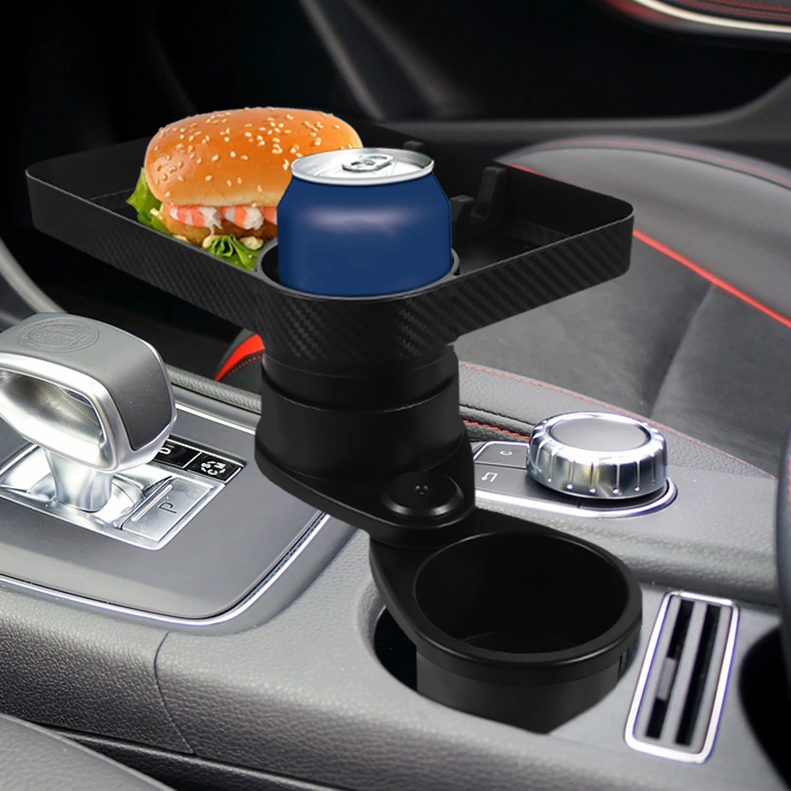 

Car Cup Holder 2 in 1 Bottle Drink Tray Rotating Mechanism Stable Support Suitable for Cups Phones Small Items Car Mount