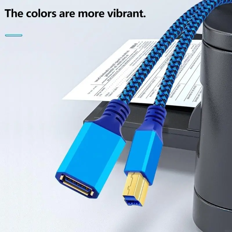 Q6PA USB Data Link Cable, Female-A to Type-B Male Route with Outer Sheath, Metal Housings, and Molded Strain Relief at Each