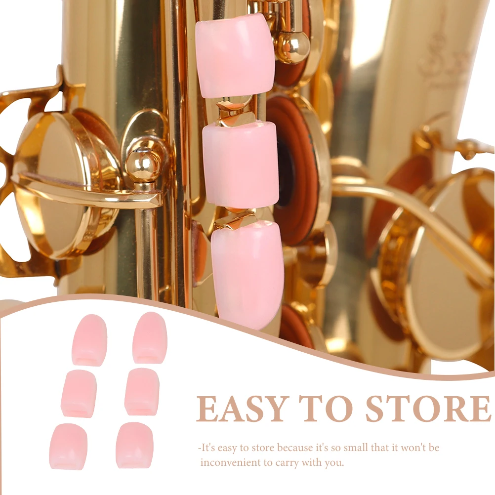 

6 Pcs Covers Sax Side Key Pad Riser Saxophone Aldult Pink Silica Gel Palm Risers
