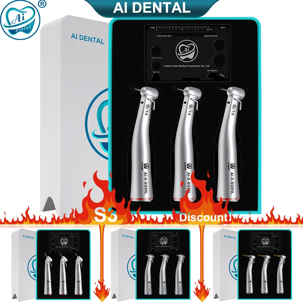 

S3 Discount Package Series Dental Implant Low Speed Handpiece for Teeth Restoration Surgery Fiber Optic Max Speed: 200,000 min-1