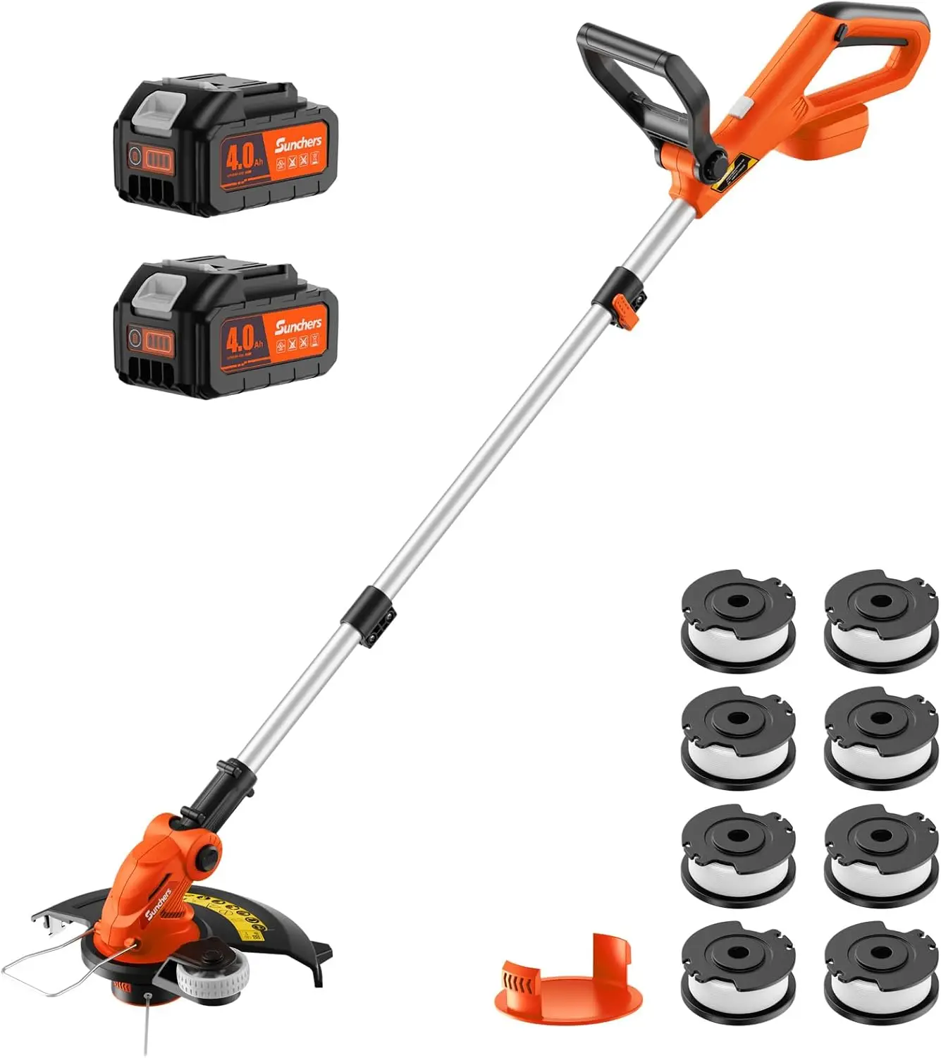 

20V Cordless String Trimmer with 2 Batteries, Charger, and 8 Lines - Orange Lawn Tool for Garden Yard
