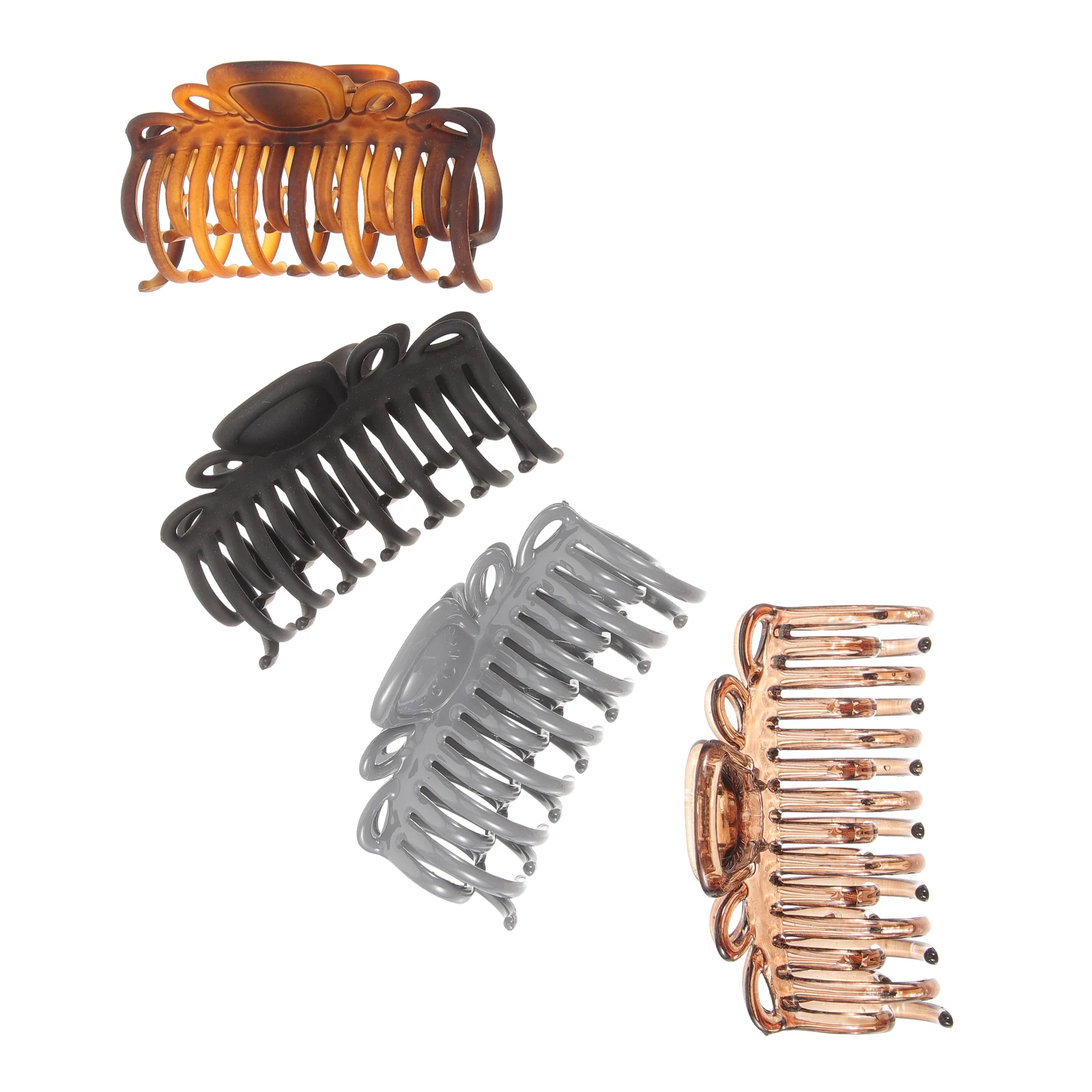 

4Pcs Leopard Print Hair Claws Transparent Plastic Clips Long Teeth Durable Hold for Thick Thin Hair Accessories Women