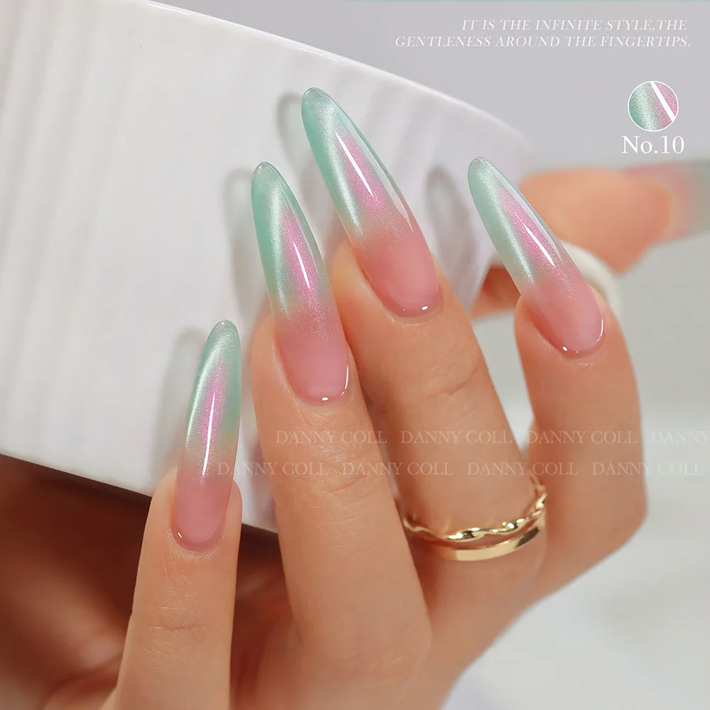 Set Cat Kuku Gel Mata Kucing Magnetik 10 Warna Set Warna LED UV Pernis Gel Rendam Pernis Gel Mata Kucing Kristal dengan Sampel