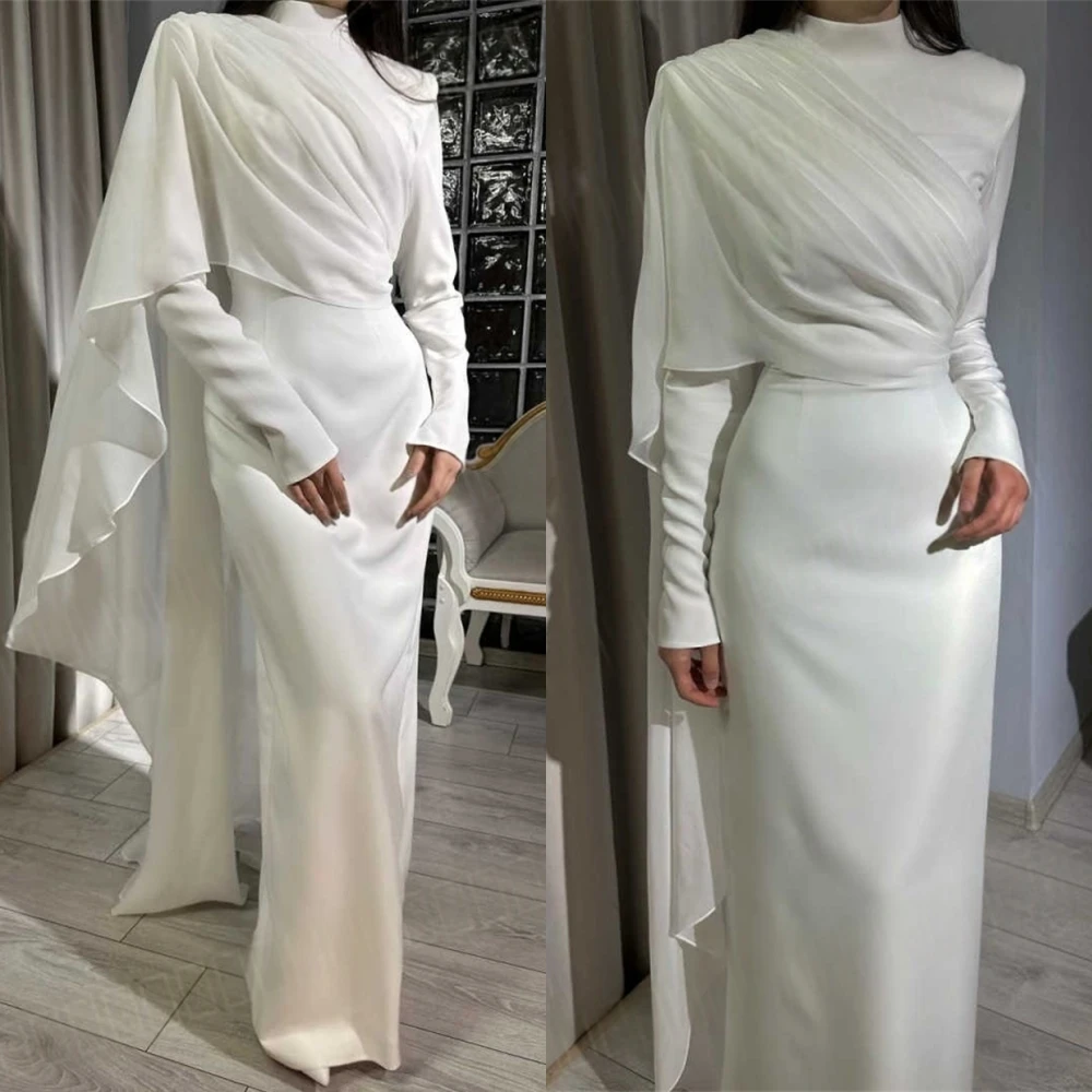 Customized High Collar Elegant Evening Dress and White Temperament High Quality Bespoke Occasion Gowns Formal Celebrity Gowns