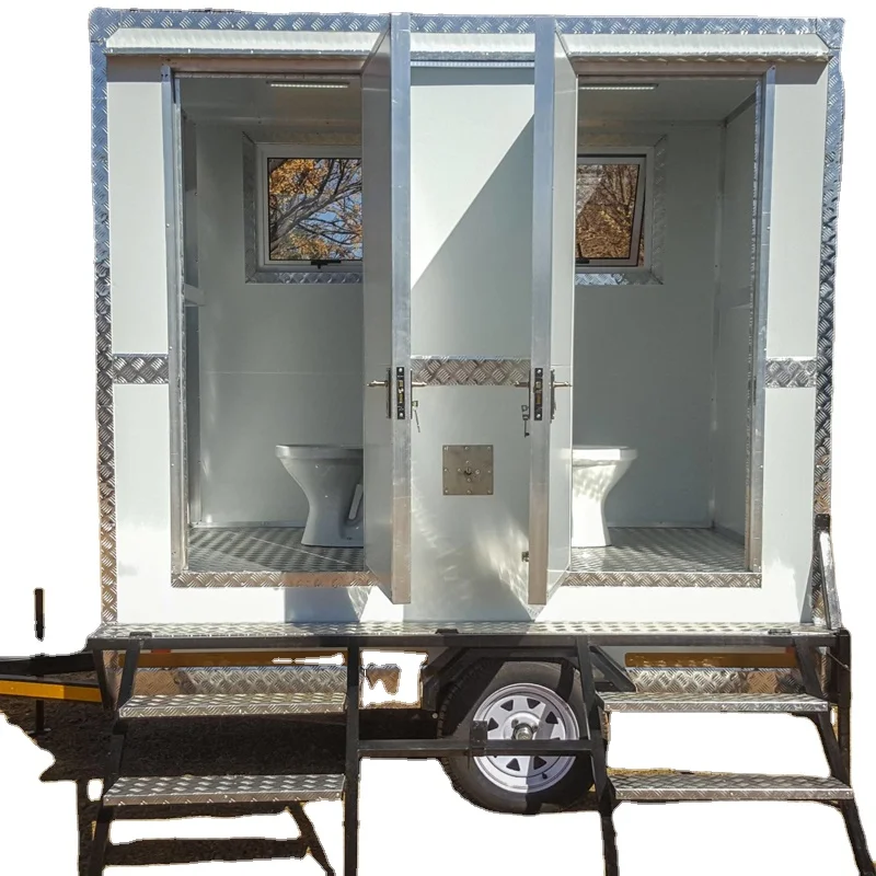 Prefab Mobile Outdoor Portable Toilets With Wheel Sandwich Panel European Design Park Use CE Certified Shower Room
