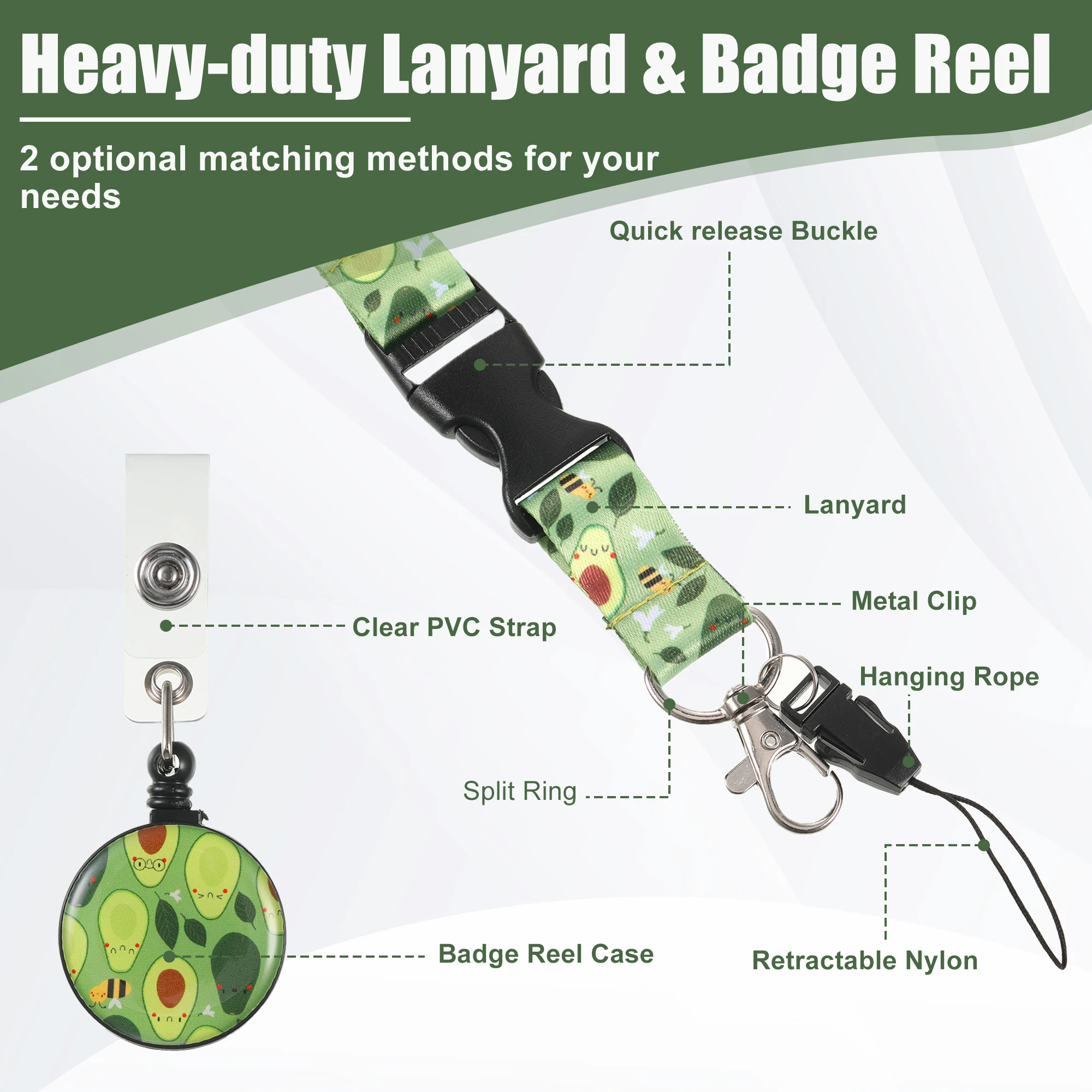 Green Stable Fixation Card Holder – Delicate Pattern And Non-sliding Work ID Card Holder Cartoon