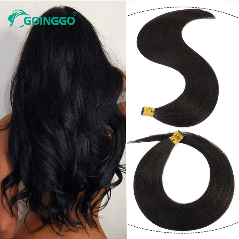 Extensão Do Cabelo De Fusão Humana Reta, Extensões De Cabelo De Ponta, Cápsula De Queratina, Cinza, Natural, Preto, Cor Marrom, 50 Fios, 16-22"