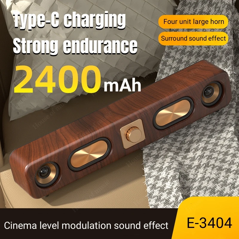 

Retro Style Wooden Wireless Bluetooth Speakers 4-unit Horn Surround Sound SoundBar Home Theater System Soundbox for TV Computer