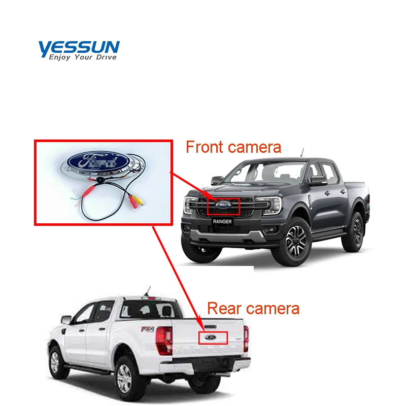 

Car Rear Front View Camera Truck Parking Reverse with logo for FORD logo Ranger T6 T7 T8 XLT 2012-2023 Pickup backup camera