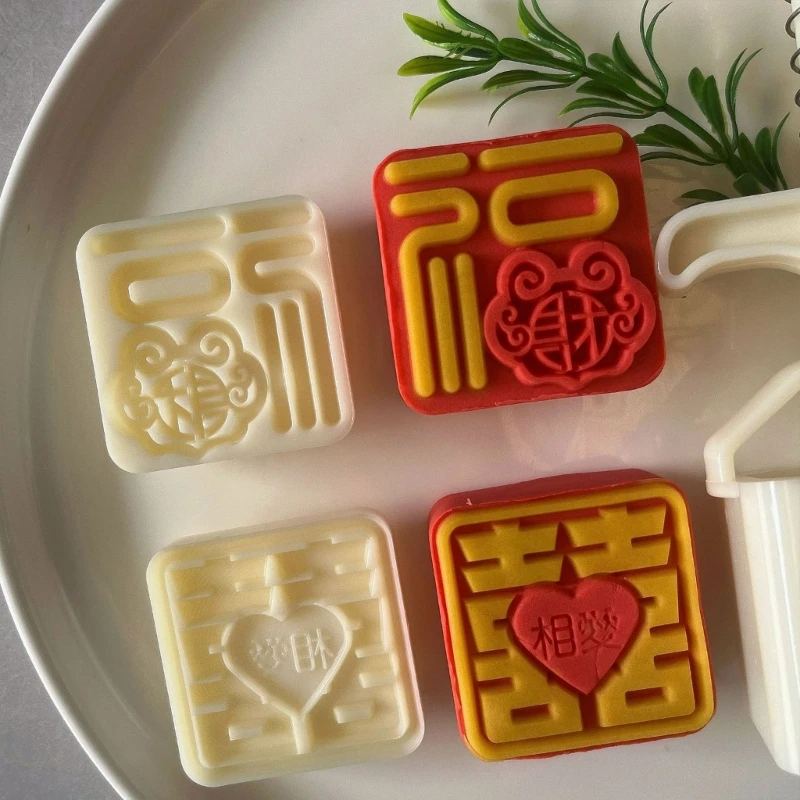 Handgeperste Mooncakes Schimmel met 2 Stempel Groene Bonen Cakevorm Traditionele Gebak Bakewares Keuken Bakbenodigdheden