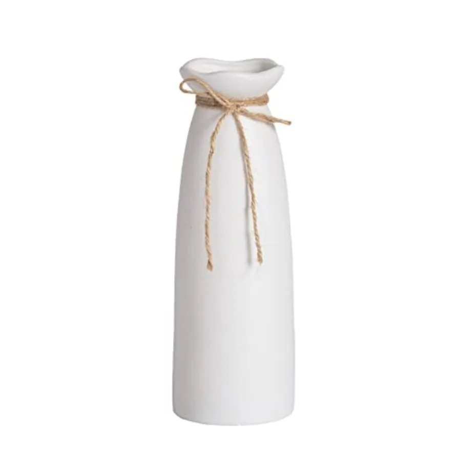 

White Ceramic Vase-Flower Vase Dried Flower Vase for Modern Home Decor, Fit for Foyer Living Room Fireplace Bedroom Kitchen, De