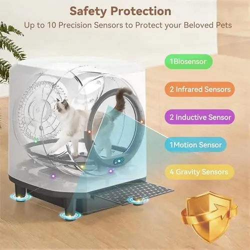 Self Cleaning Litter Box,90L Automatic Litter Box Self Cleaning with App-Control,Odor Control,Safety Sensor,Garbage
