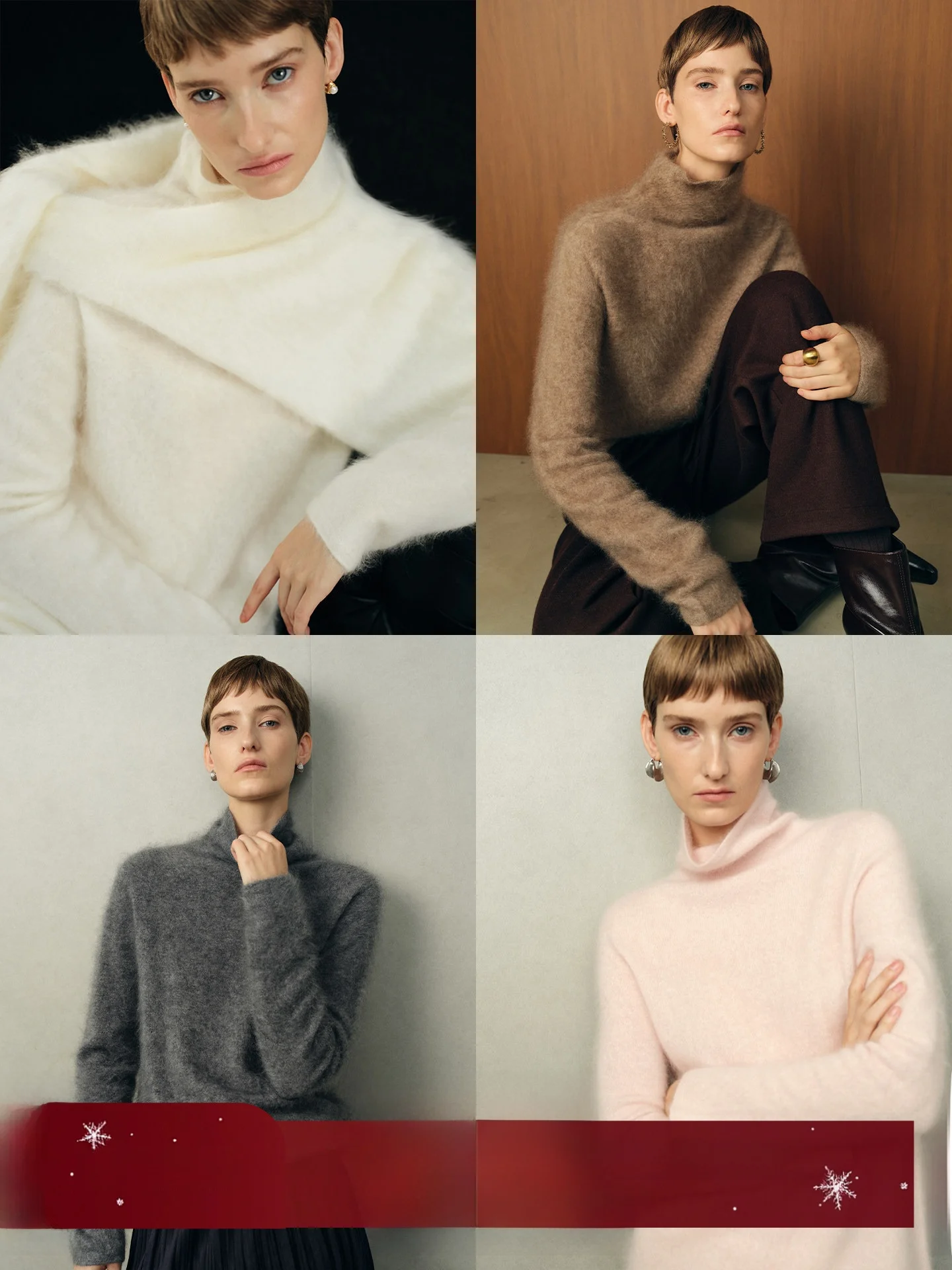 

CHICJANE Ultra-Soft Camere High-Ne mat Sweater Cloud-Like Sensation Warm Woolen Knitted Women's Faion