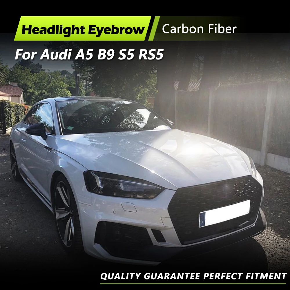 

Передние фары автомобиля, брови для Audi A5 S5 RS5 2017 2018 B9, сухой карбоновый передний бампер автомобиля, декоративная отделка, гоночные комплекты кузова