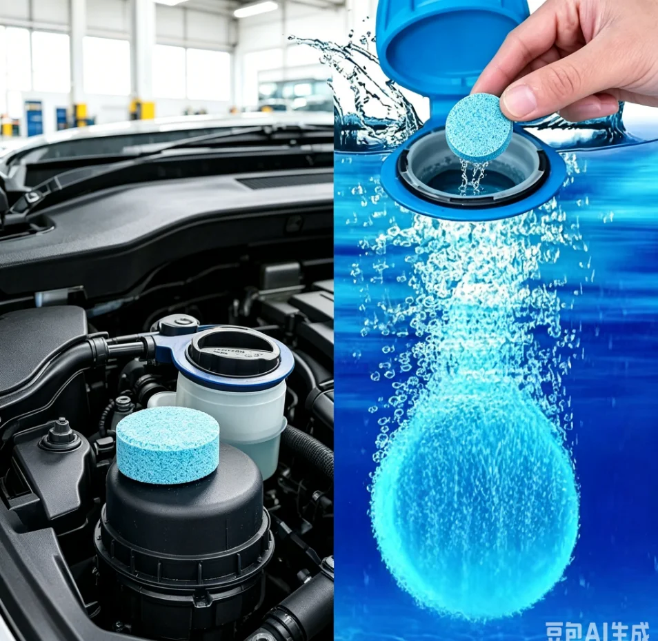 Car Windshield Washer Fluid Concentrated Tablets Solid Effervescent Wiper Tablet for Car Room Kitchen Window Glass Cleaning