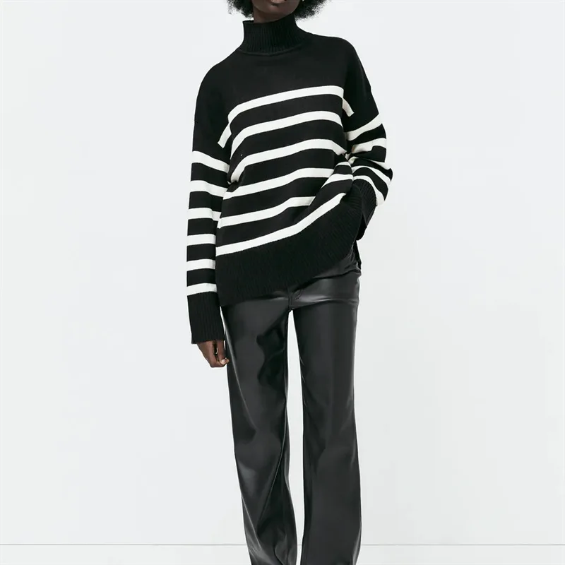 

Осенний стиль Zaura женский полуводолазка ленивый стиль повседневный вязаный свитер женский