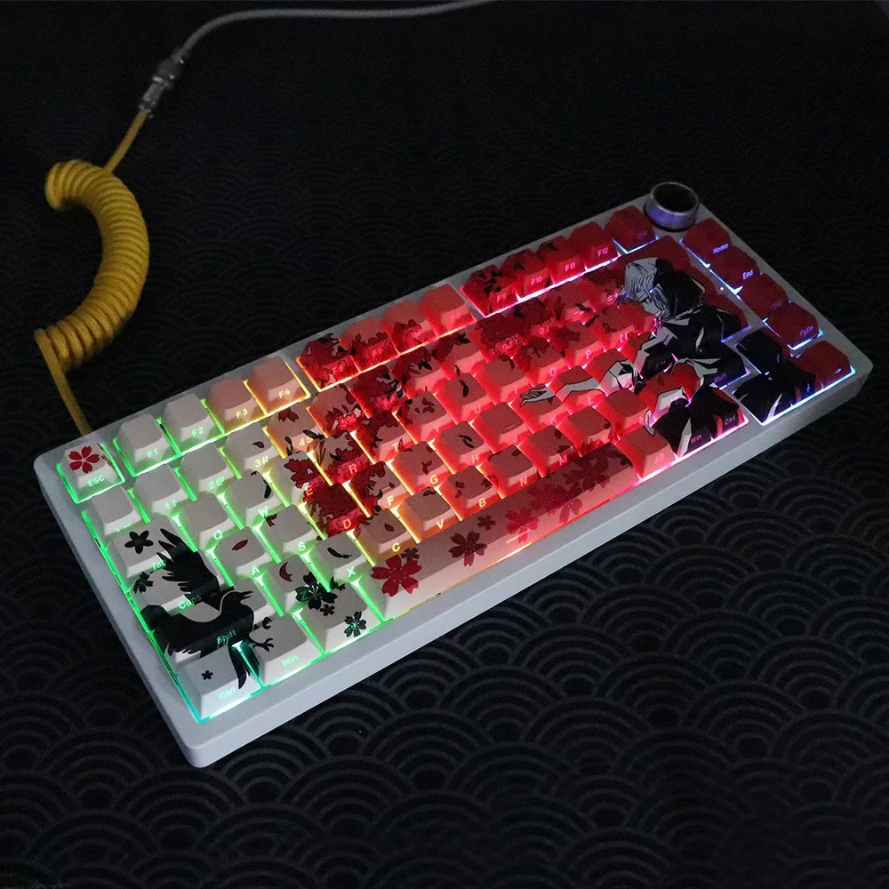 Imagem -03 - Cereja Pbt Double Shot Side Imprimir Brilho Backlit Keycaps Apto para Teclado Mecânico mx Raven Sakura 108 96 87 Nj80 84 68 64 61