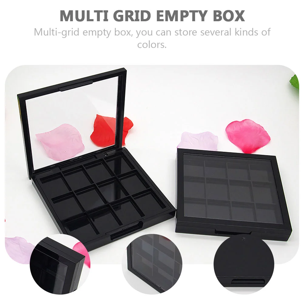 2 Pcs Empty Eye Shadow Box Blusher Tray Makeup Organizer Container Compartment Eyeshadow Case Travel