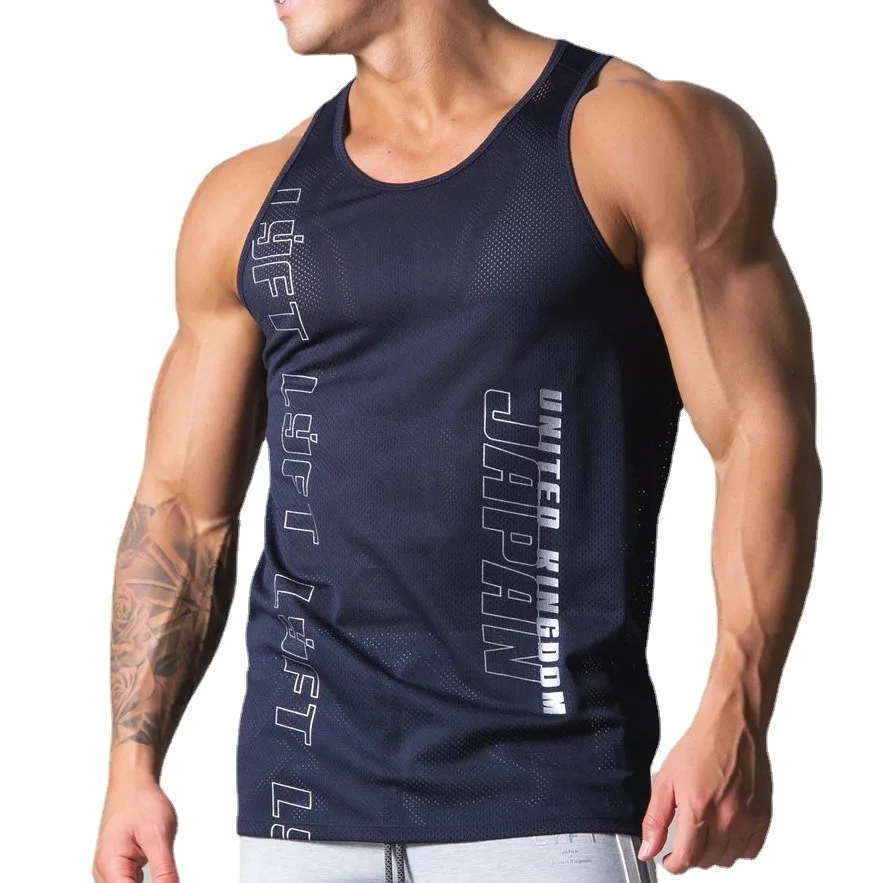 Wholesale of summer new men\'s tank tops by manufacturers, sleeveless fitness tank tops, men\'s running training fitness tank tops