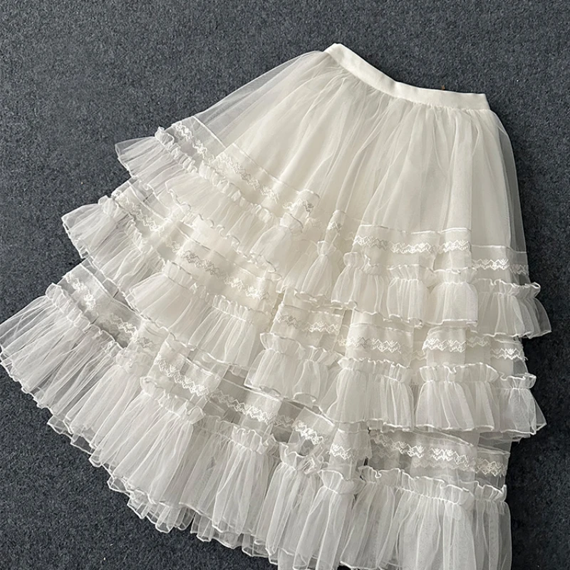 Japanese Multi Layered Gorgeous Sweet Lolita Underskirt Fluffy Tutu Skirt Women Vintage Party Holiday Princess Skirts White