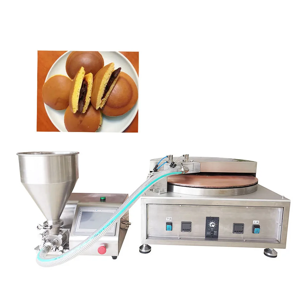 New Design High Efficiency 1 Filling Head Red Bean Pan Cake Milk Dorayaki Making Machine CE Certified 110/220V Home Commercial