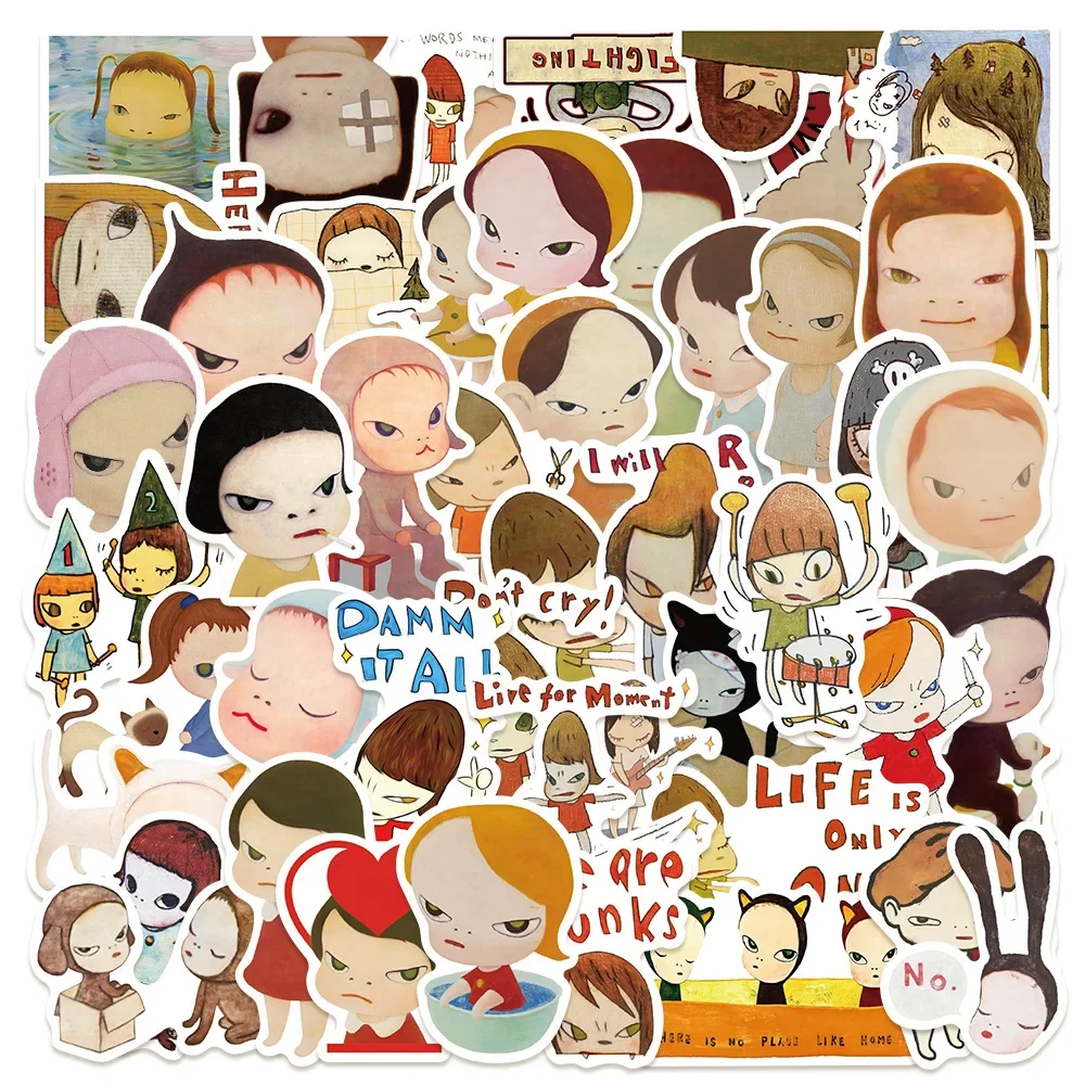50PCS Japanische Cartoon Yoshitomo Nara Graffiti Aufkleber Dekoration Koffer Laptop Telefon Fall Wasser Tasse Wasserdicht Aufkleber