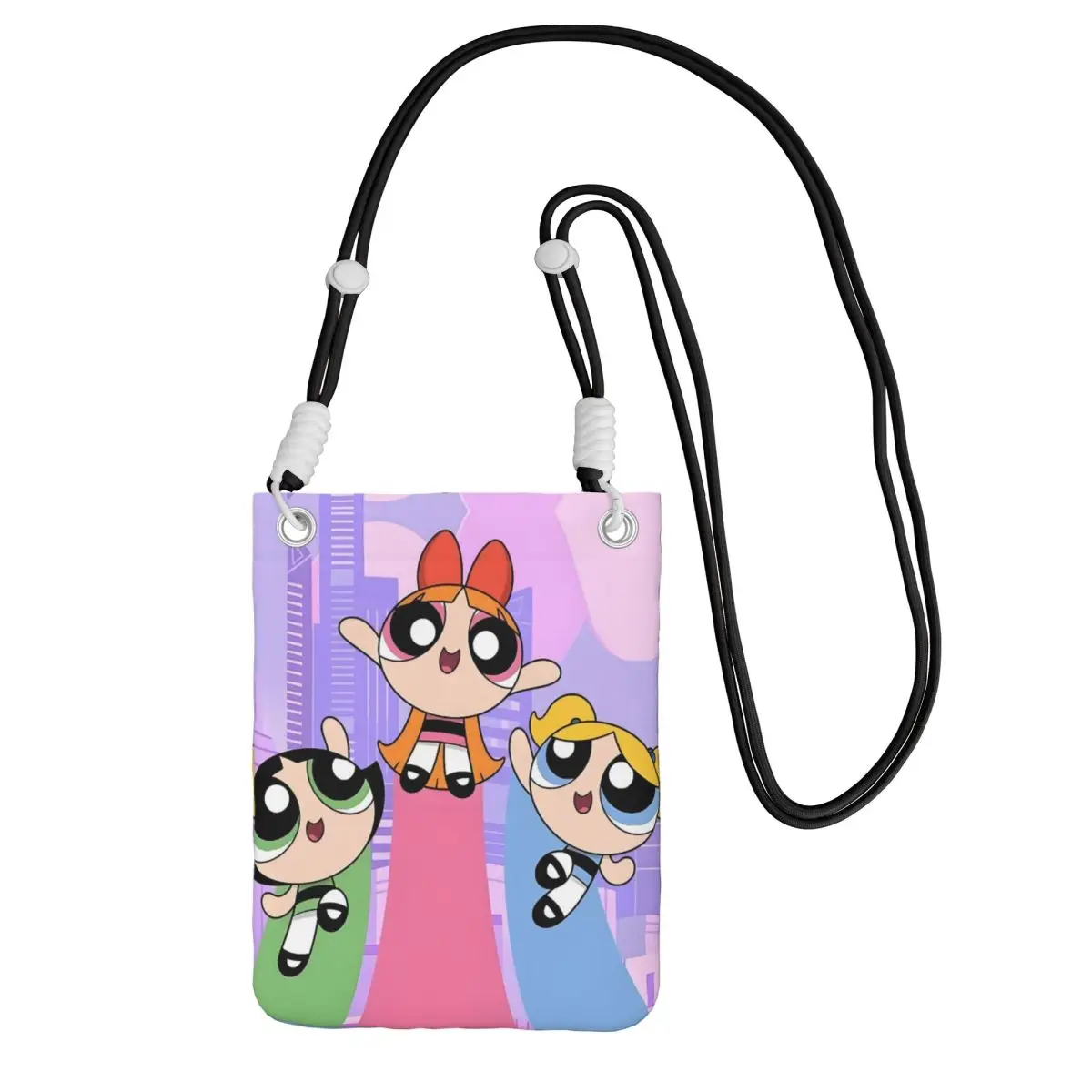 

Custom The P-PowerPuffs Girls Smart Phone Wallet With Strap Superhero Animation Crossbody Bag Men Women Mobile Phone Bag