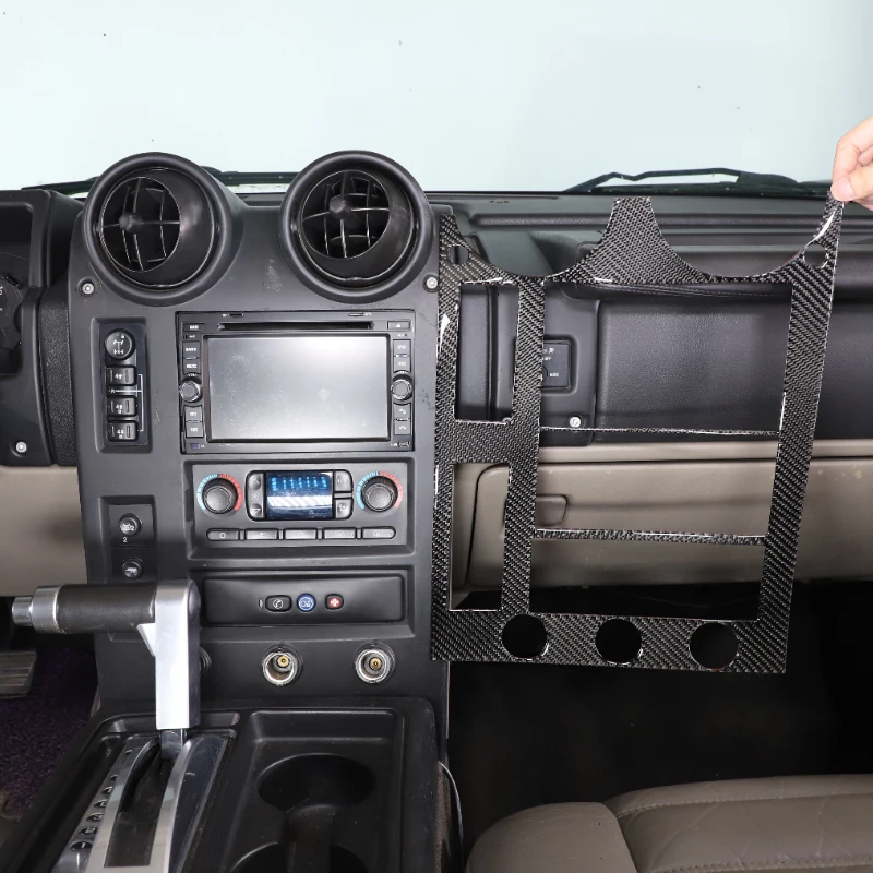 Car Central Gearbox Panel Air Conditioner Outlet Cover Trim Stickers For Hummer H2 2003-2007 Soft Carbon Fiber Car Accessories