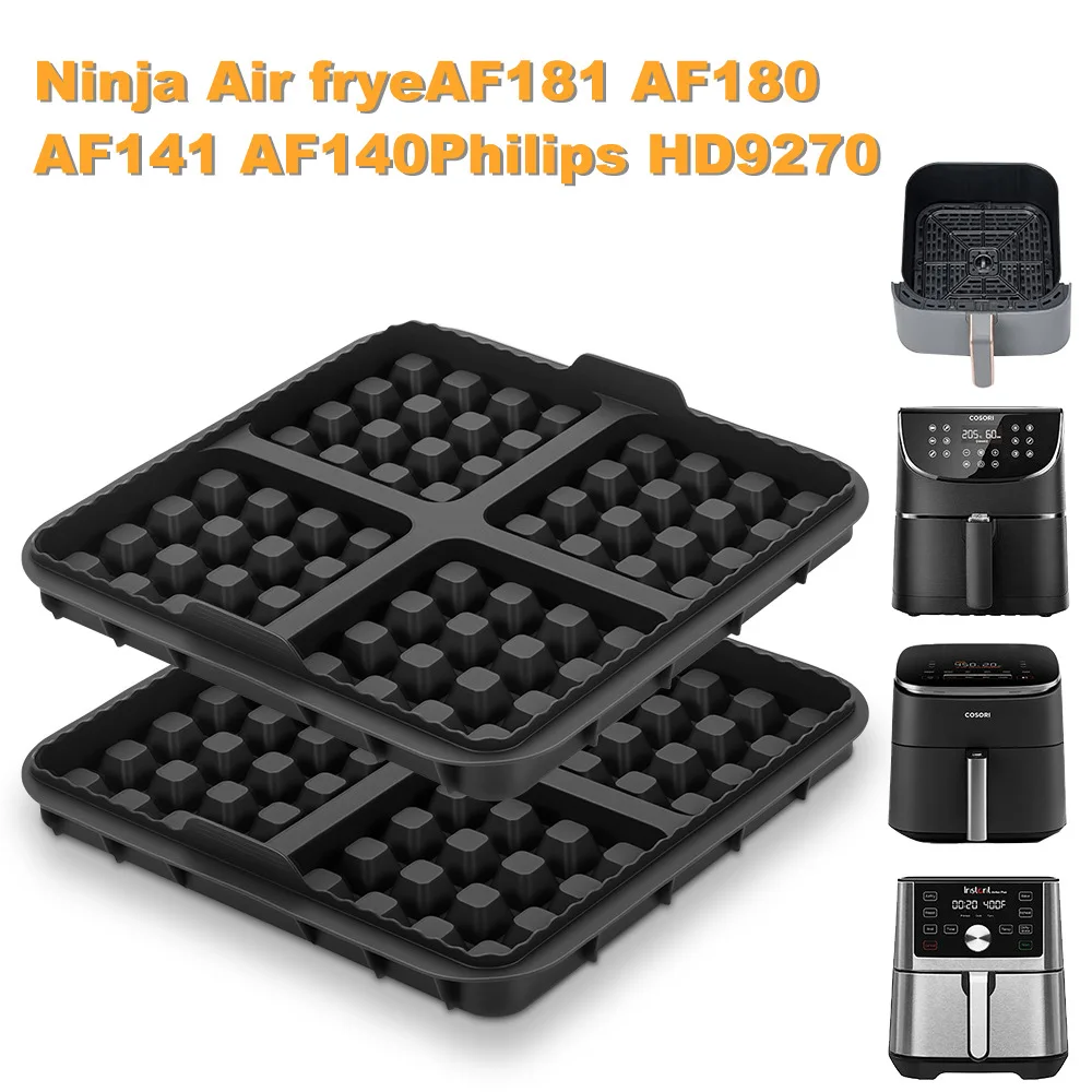 Silicone Waffle mold, Reusable Waffle Baking Tins Compatible Waffle Plates for Ninja af181 af180 af141 , af140 Series